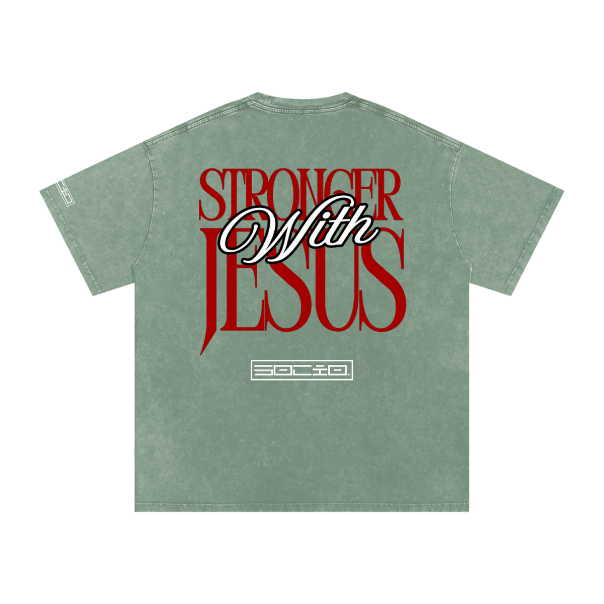 Stronger with Jesus (Red) Oversized Tee