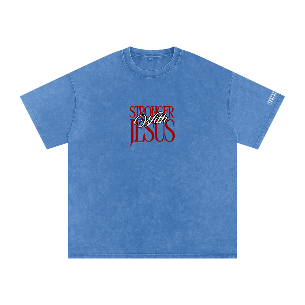 Stronger with Jesus (Red) Oversized Tee