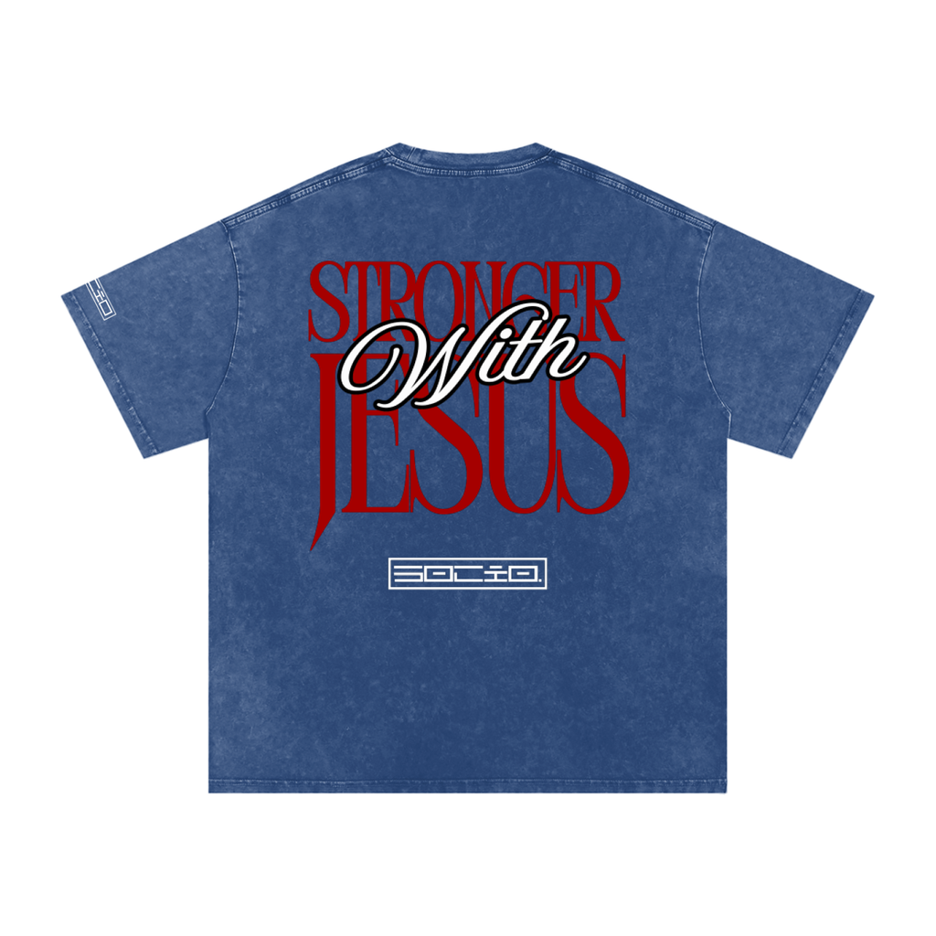 Stronger with Jesus (Red) Oversized Tee