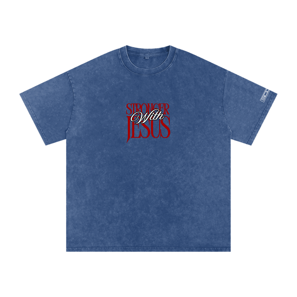 Stronger with Jesus (Red) Oversized Tee