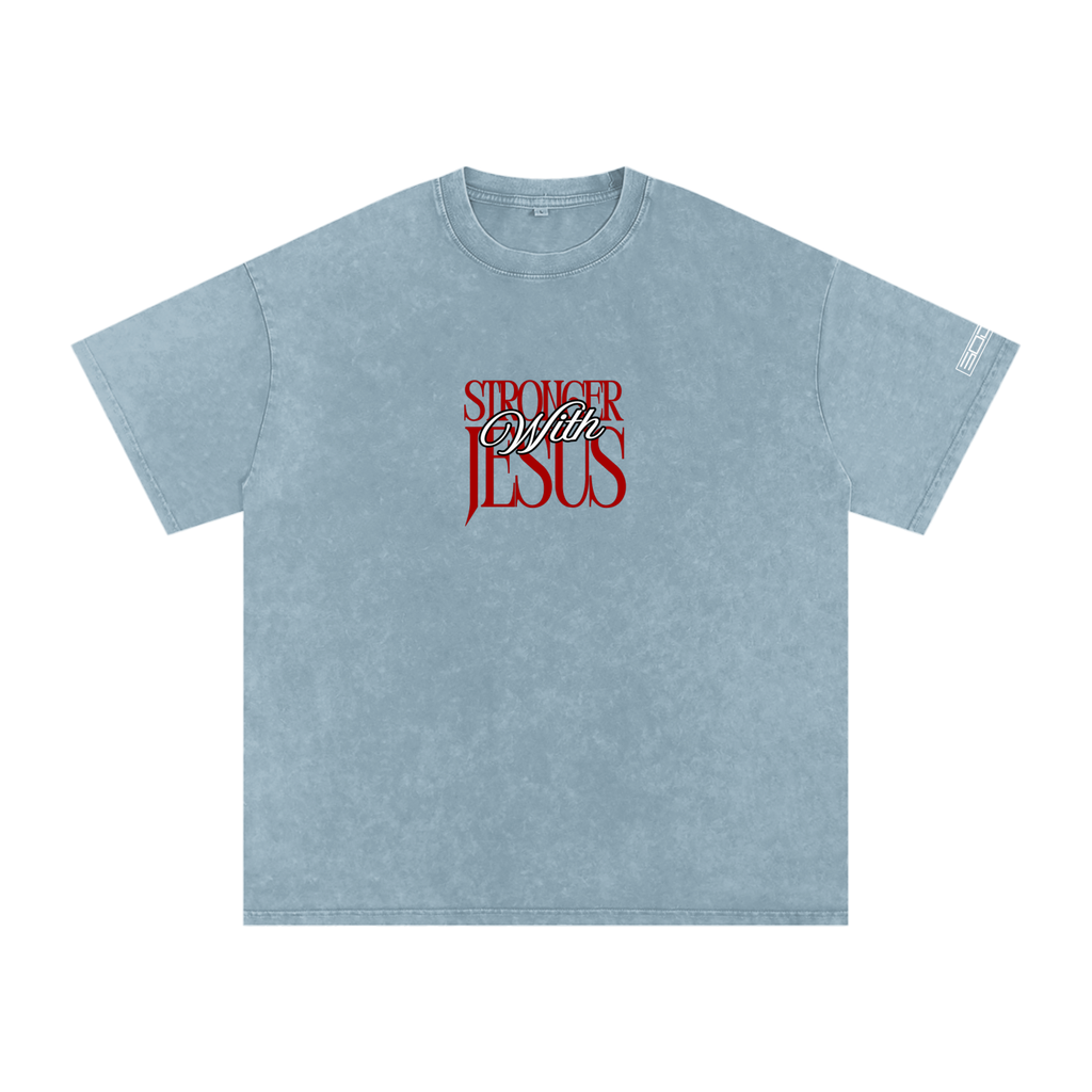 Stronger with Jesus (Red) Oversized Tee