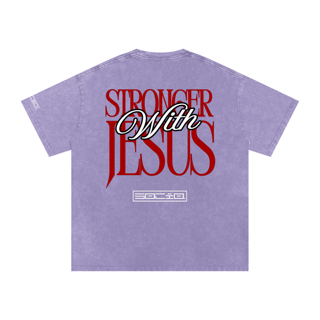 Stronger with Jesus (Red) Oversized Tee