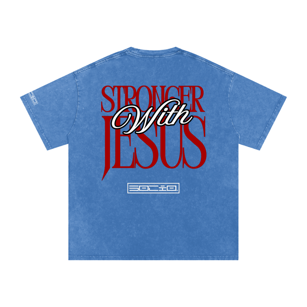 Stronger with Jesus (Red) Oversized Tee