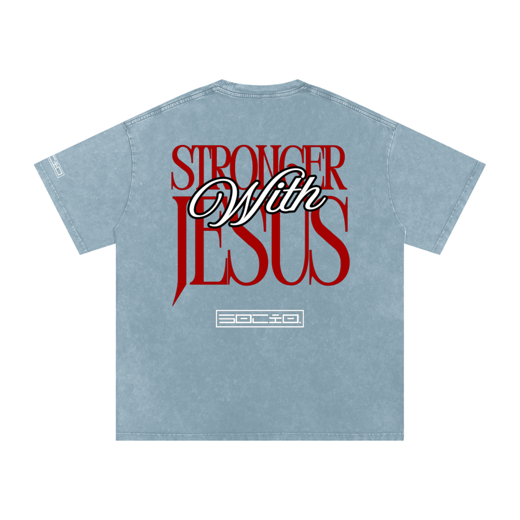 Stronger with Jesus (Red) Oversized Tee