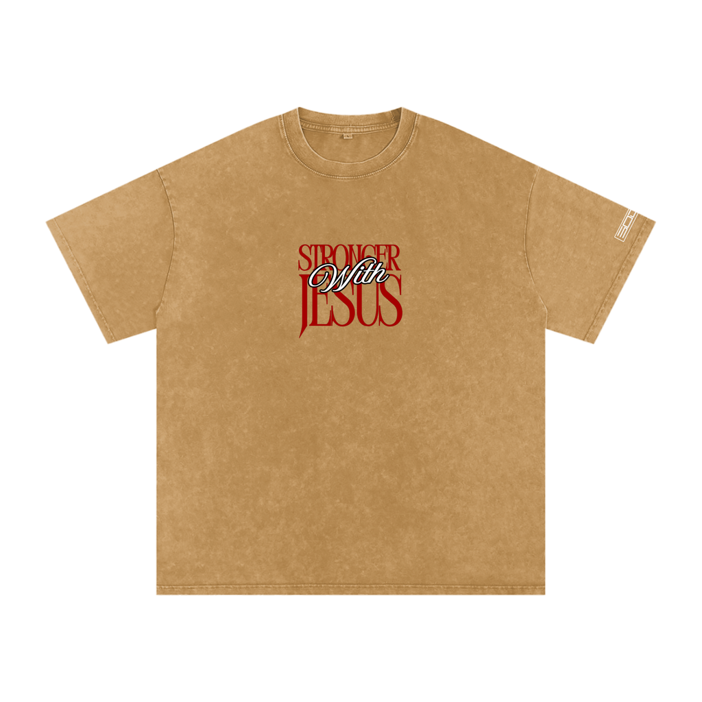 Stronger with Jesus (Red) Oversized Tee