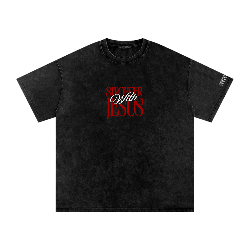 Stronger with Jesus (Red) Oversized Tee
