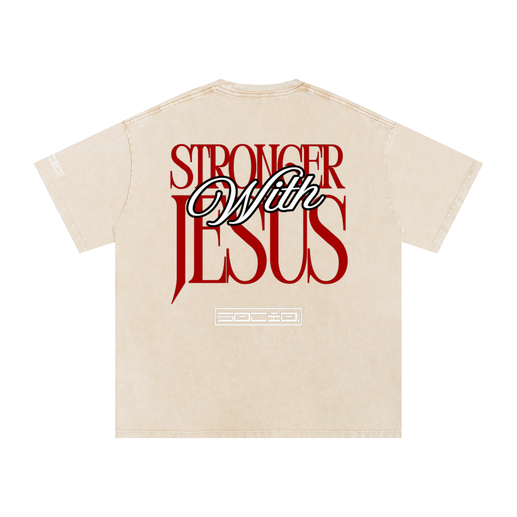Stronger with Jesus (Red) Oversized Tee