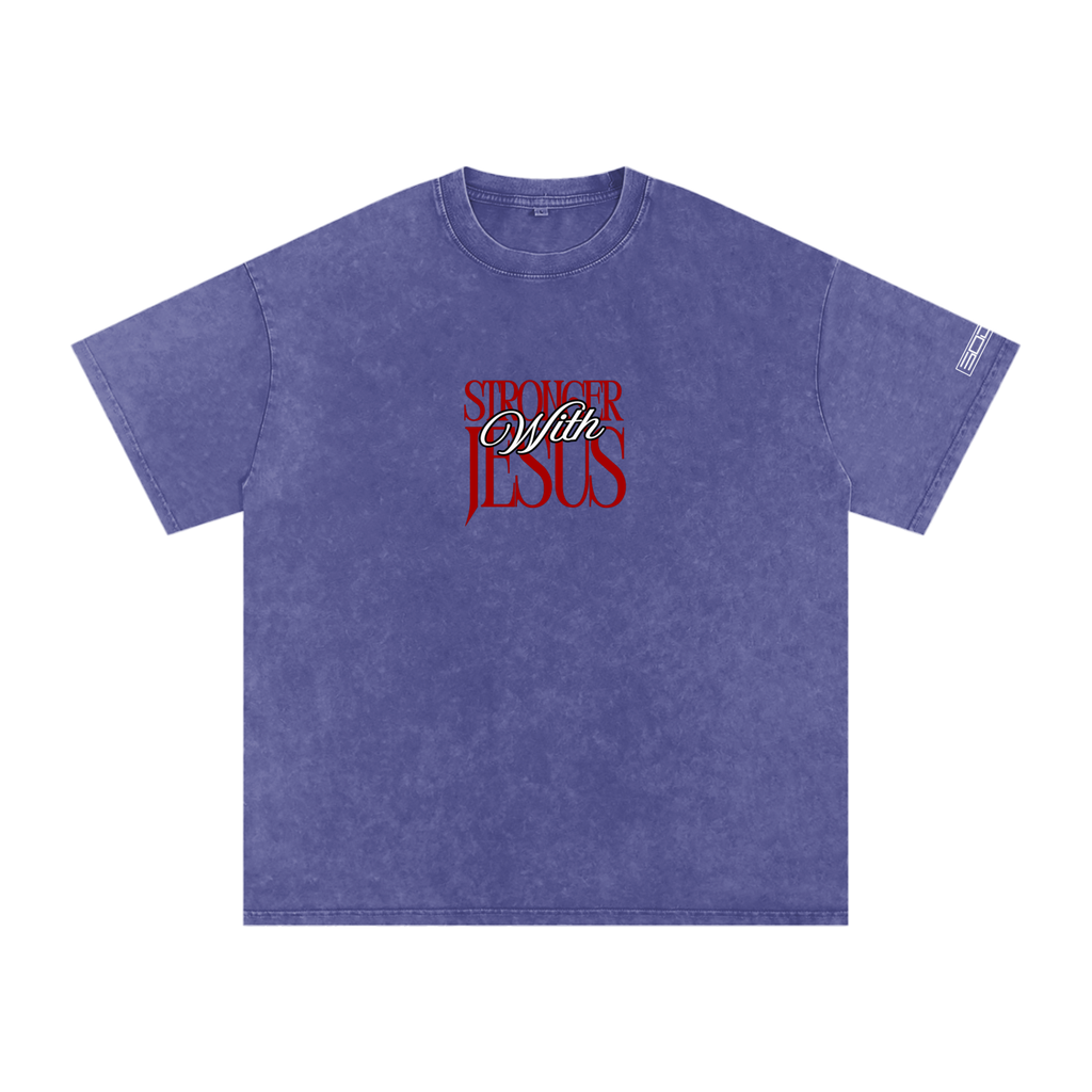 Stronger with Jesus (Red) Oversized Tee