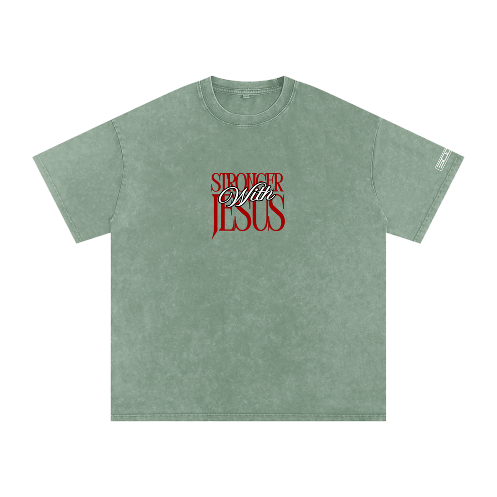 Stronger with Jesus (Red) Oversized Tee