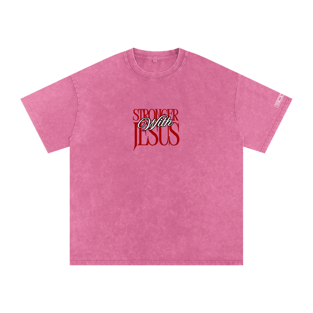 Stronger with Jesus (Red) Oversized Tee