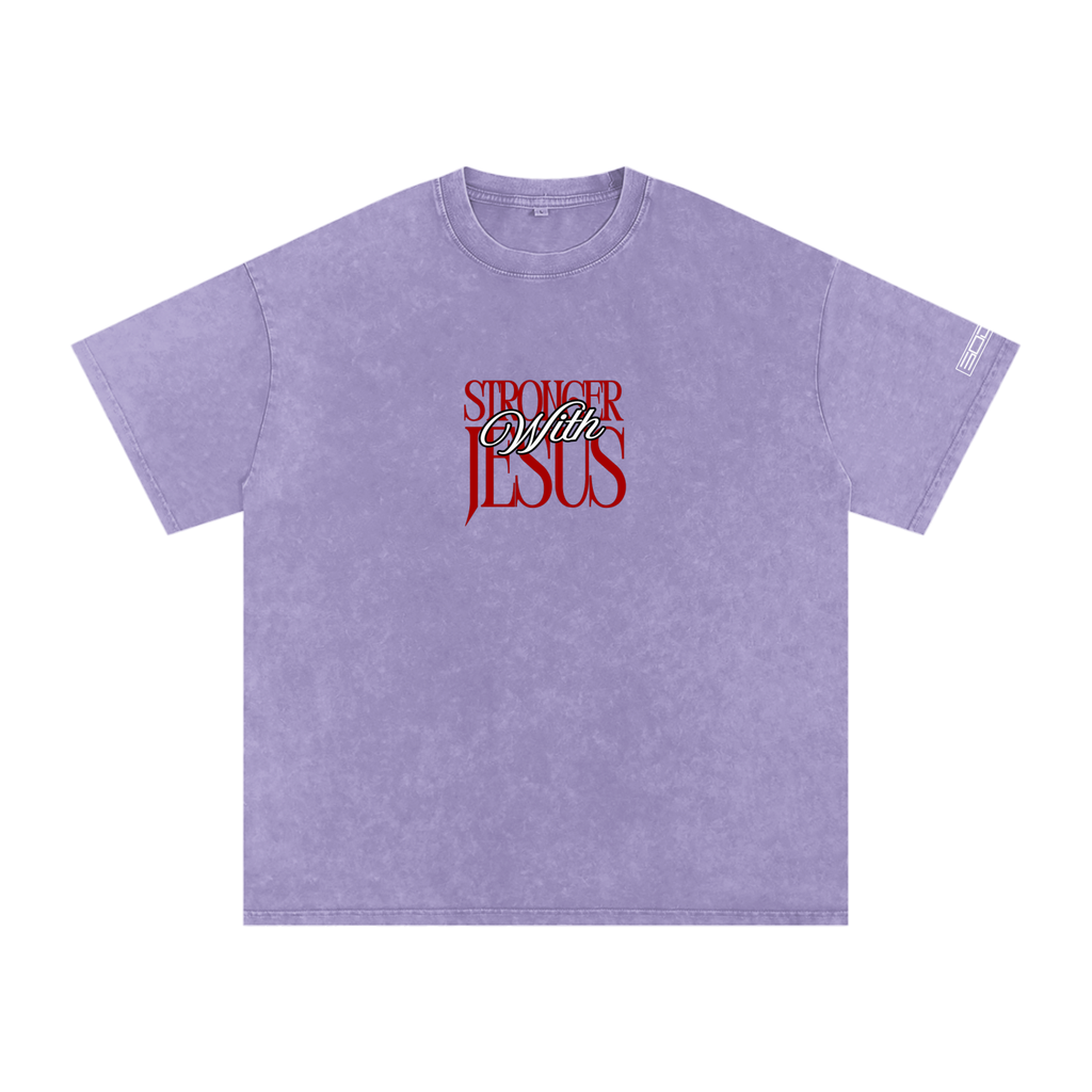 Stronger with Jesus (Red) Oversized Tee