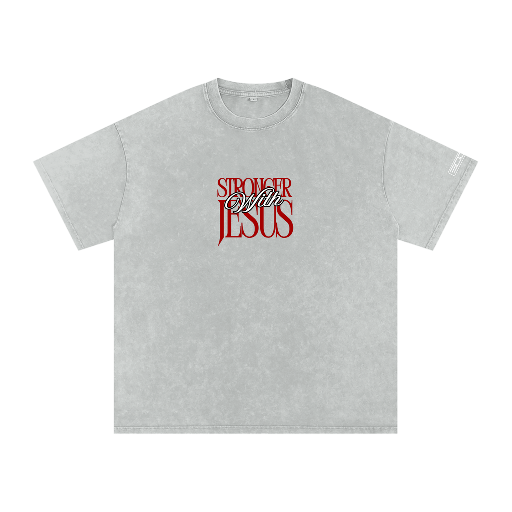 Stronger with Jesus (Red) Oversized Tee
