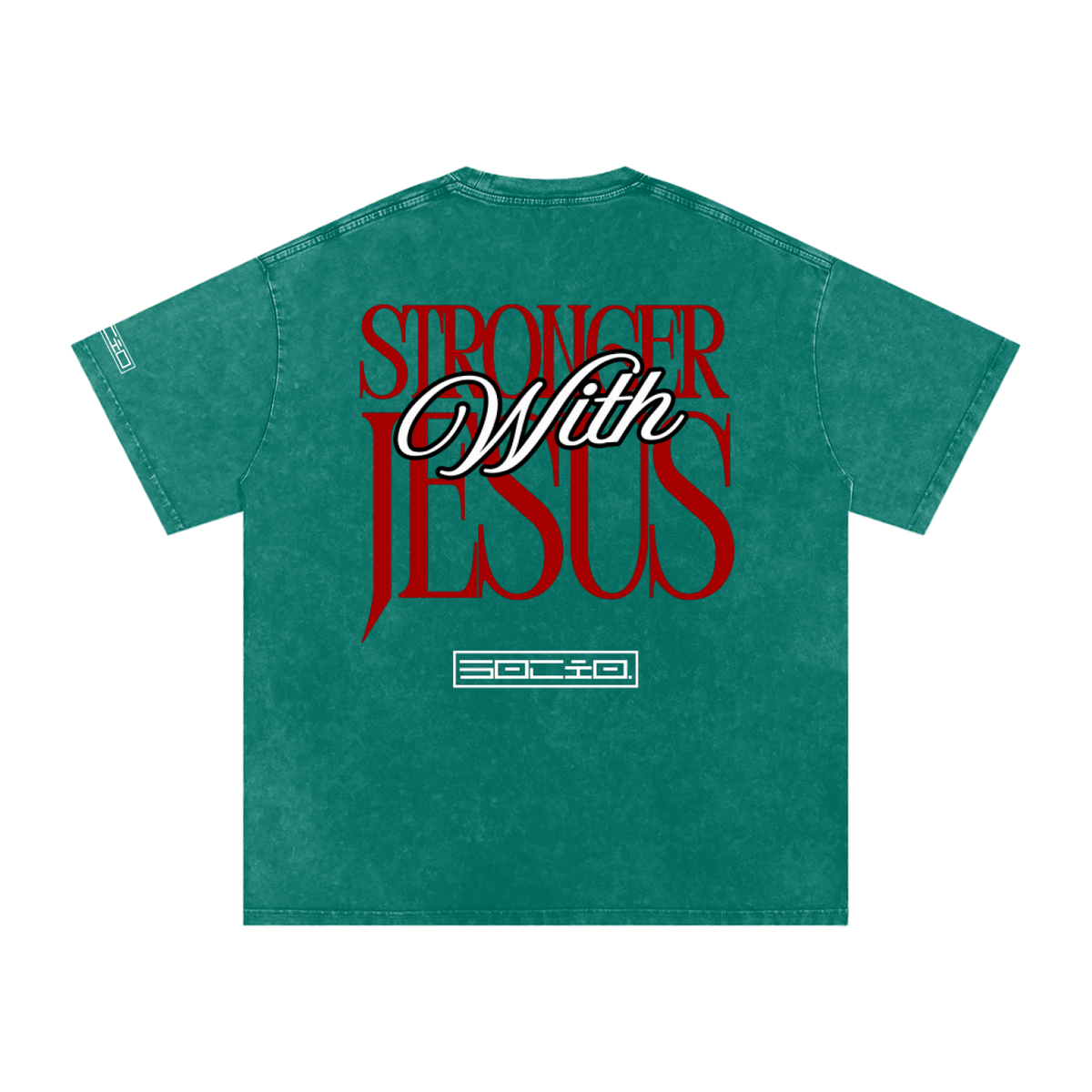 Stronger with Jesus (Red) Oversized Tee