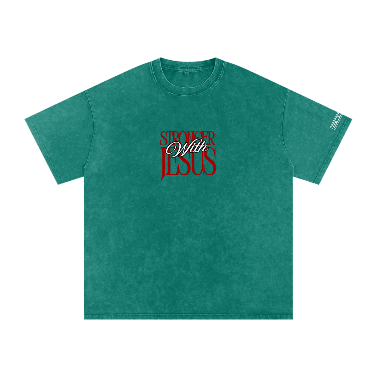 Stronger with Jesus (Red) Oversized Tee